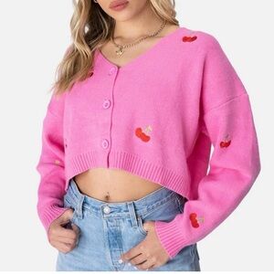 Adika Pink Cherry 🍒 V-Neck Cardigan